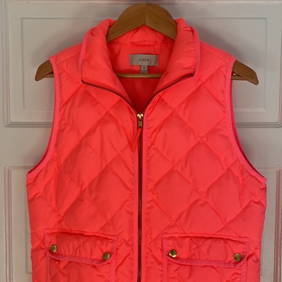 Neon Pink J Crew quilted puffer vest - Picture 2 of 2